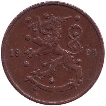 Монета 10 пенни. 1924 год, Финляндия.