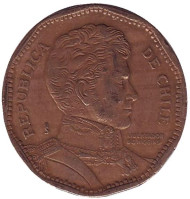 Монета 50 песо. 1995 год, Чили. Бернардо О’Хиггинс. Монета 50 песо. 1995 год, Чили. Бернардо О’Хиггинс.