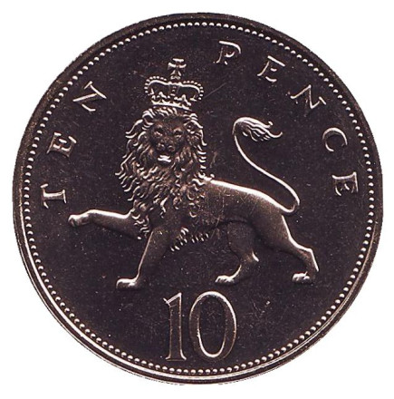 Монета 10 пенсов. 1984 год, Великобритания. BU.