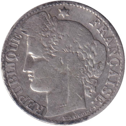 Монета 50 сантимов. 1888 год, Франция.