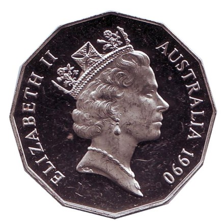 Монета 50 центов. 1990 год, Австралия. Proof. Монета 50 центов. 1990 год, Австралия. Proof.