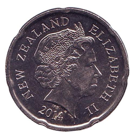 Монета 20 центов. 2014 год, Новая Зеландия. Божок. Монета 20 центов. 2014 год, Новая Зеландия. Божок.