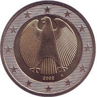 Монета 2 евро. 2002 год (A), Германия.