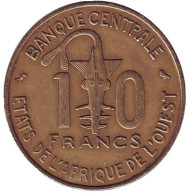 Монета 10 франков. 1964 год, Западные Африканские Штаты. Монета 10 франков. 1964 год, Западные Африканские Штаты.
