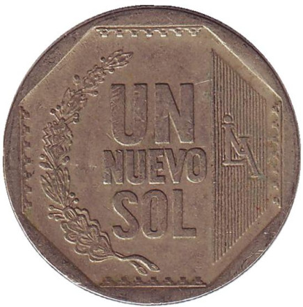 Монета 1 новый соль. 2006 год, Перу.