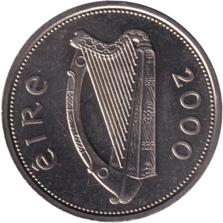 Монета 1 фунт. 2000 год, Ирландия. Миллениум. Монета 1 фунт. 2000 год, Ирландия. Миллениум.
