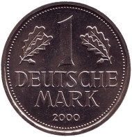 Монета 1 марка. 2000 год (F), ФРГ. Монета 1 марка. 2000 год (F), ФРГ.