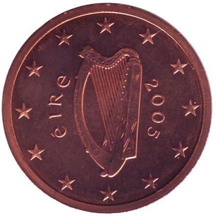 Монета 2 цента. 2005 год, Ирландия.