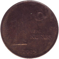 Монета 1 куруш. 2005 год, Турция. Монета 1 куруш. 2005 год, Турция.