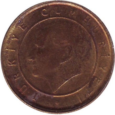 Монета 1 куруш. 2005 год, Турция.