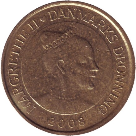 Монета 20 крон. 2008 год, Дания. Монета 20 крон. 2008 год, Дания.