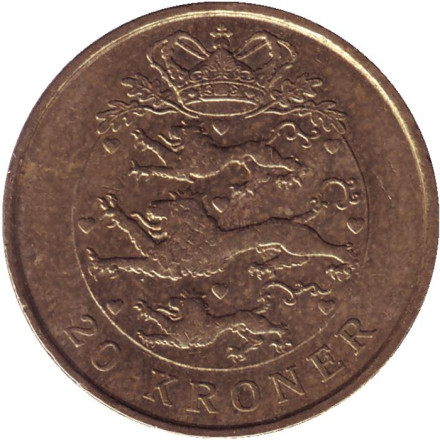 Монета 20 крон. 2008 год, Дания. (Из обращения)