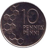 Монета 10 пенни. 1991 год, Финляндия. UNC. Монета 10 пенни. 1991 год, Финляндия. UNC.