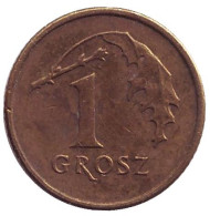 Монета 1 грош, 1998 год, Польша. Дубовый лист. Монета 1 грош, 1998 год, Польша. Дубовый лист.