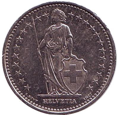 Монета 1/2 франка. 1995 год, Швейцария. Монета 1/2 франка. 1995 год, Швейцария.