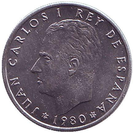 Монета 50 сентимо. 1980 год, Испания. Чемпионат мира по футболу 1982.