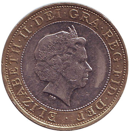 Монета 2 фунта. 2006 год, Великобритания. 200 лет со дня рождения Изамбарда Кингдома Брюнеля. Станция Паддингтон.