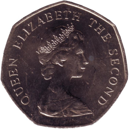 Монета 50 пенсов. 1985 год, Фолклендские острова. Лисица. Монета 50 пенсов. 1985 год, Фолклендские острова. Лисица.