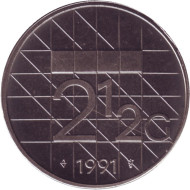 Монета 2,5 гульдена. 1991 год, Нидерланды. BU. Монета 2,5 гульдена. 1991 год, Нидерланды. BU.