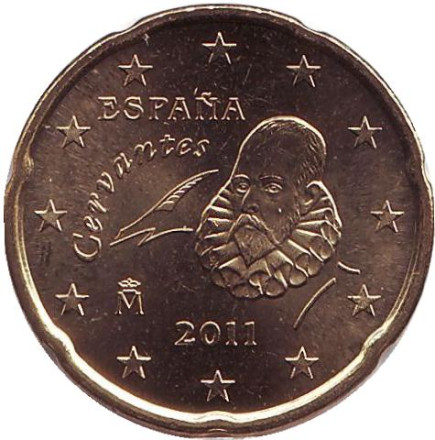 Монета 20 центов. 2011 год, Испания.