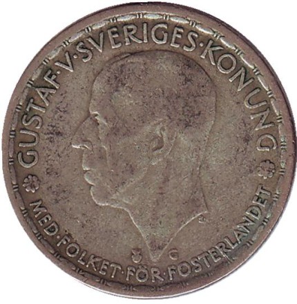 Монета 1 крона. 1945 год, Швеция. (G) Монета 1 крона. 1945 год, Швеция. (G)