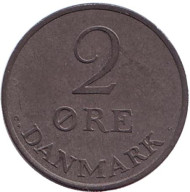 Монета 2 эре. 1969 год, Дания. Монета 2 эре. 1969 год, Дания.