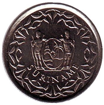 Монета 10 центов. 1982 год, Суринам.