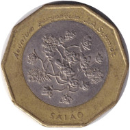 Монета 100 эскудо. 1994 год, Кабо-Верде. Цветы Эониума. (Кольцо из латуни).