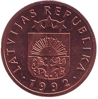 Монета 1 сантим. 1992 год, Латвия. UNC. Монета 1 сантим. 1992 год, Латвия. UNC.