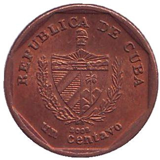 Монета 1 сентаво. 2002 год, Куба. Площадь Революции.