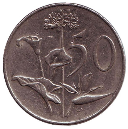 Монета 50 центов. 1978 год, ЮАР. Цветы.