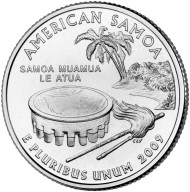 Монета 25 центов (P). 2009 год, США. Американское Самоа. Штат № 54. Монета 25 центов (P). 2009 год, США. Американское Самоа. Штат № 54.