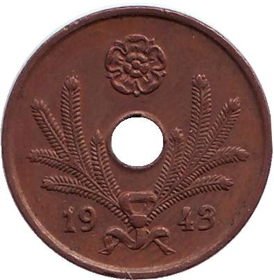 Монета 10 пенни. 1943 год, Финляндия. (медь)