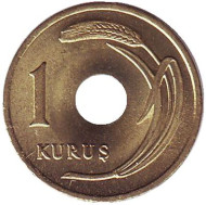 Монета 1 куруш. 1948 год, Турция. UNC. Монета 1 куруш. 1948 год, Турция. UNC.