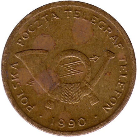 Телефонный жетон. 1990 год, Польша. (А). Без отметки монетного двора. Диаметр 19 мм.