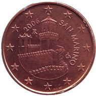 Монета 5 центов, 2006 год, Сан-Марино. Монета 5 центов, 2006 год, Сан-Марино.