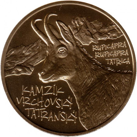 Монета 5 евро. 2022 год, Словакия. Татранская серна.