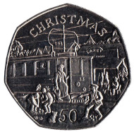 Монета 50 пенсов, 1989 год, Остров Мэн. Рождество.