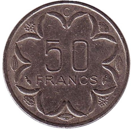 Монета 50 франков. 1981 год (C), Центральные Африканские штаты. Африканские антилопы. (Западные канны). Монета 50 франков. 1981 год (C), Центральные Африканские штаты. Африканские антилопы. (Западные канны).