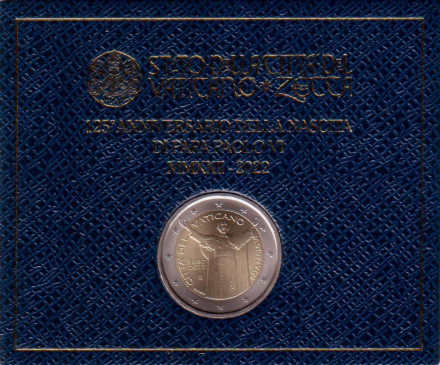 Монета 2 евро. 2022 год, Ватикан. 125 лет со дня рождения Папы Римского Павла VI.