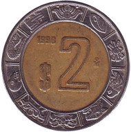 Монета 2 песо. 1998 год, Мексика. Монета 2 песо. 1998 год, Мексика.