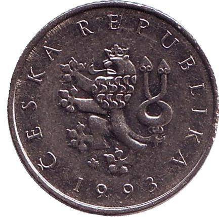Монета 1 крона. 1993 год, Чехия.