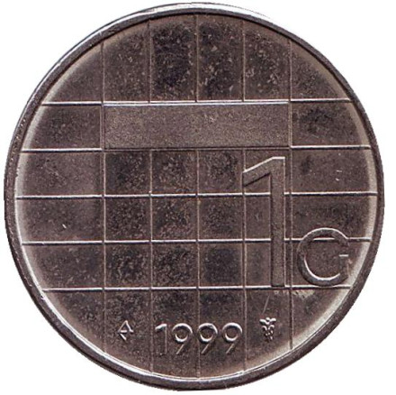 Монета 1 гульден. 1999 год, Нидерланды.