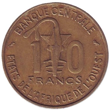 Монета 10 франков. 1971 год, Западные Африканские Штаты. Газель.