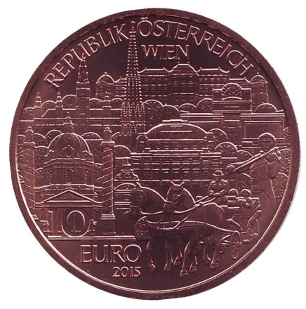 Монета 10 евро. 2015 год, Австрия. Вена. Земли Австрии.