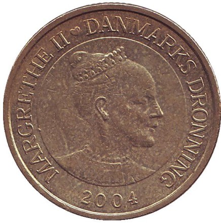Монета 20 крон. 2004 год, Дания. Монета 20 крон. 2004 год, Дания.