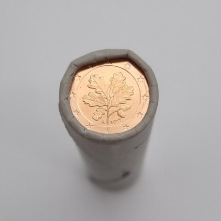 Монета 2 цента. 2017 год (A), Германия. Ролл (50 монет).