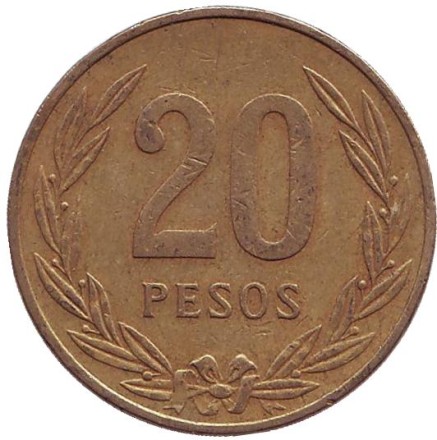 Монета 20 песо, 1982 год, Колумбия. Из обращения. Церемониальный сосуд Кимбайя. Монета 20 песо, 1982 год, Колумбия. Из обращения. Церемониальный сосуд Кимбайя.