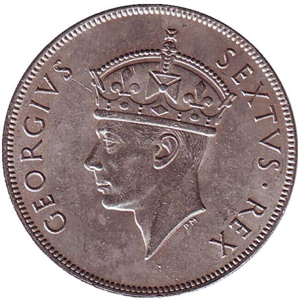 Монета 1 шиллинг. 1950 год, Восточная Африка. Лев. (Без отметки монетного двора).