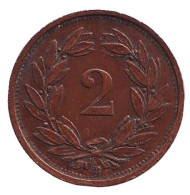 Монета 2 раппена. 1937 год, Швейцария.